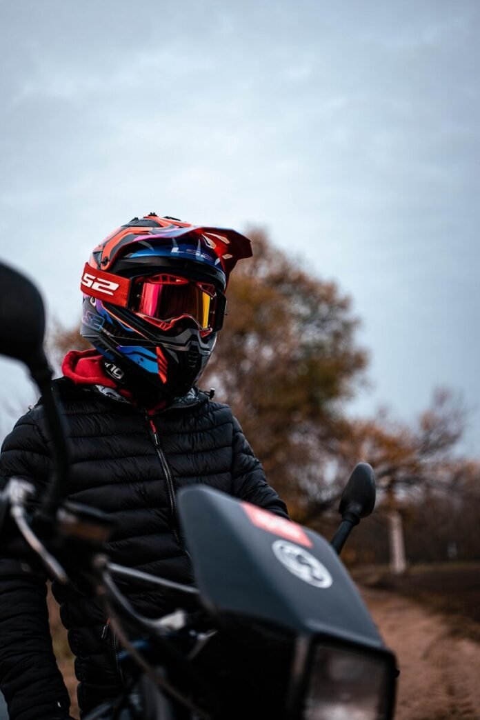 Photo by CS J0ke Rider in helmet and goggles on motorcycle
